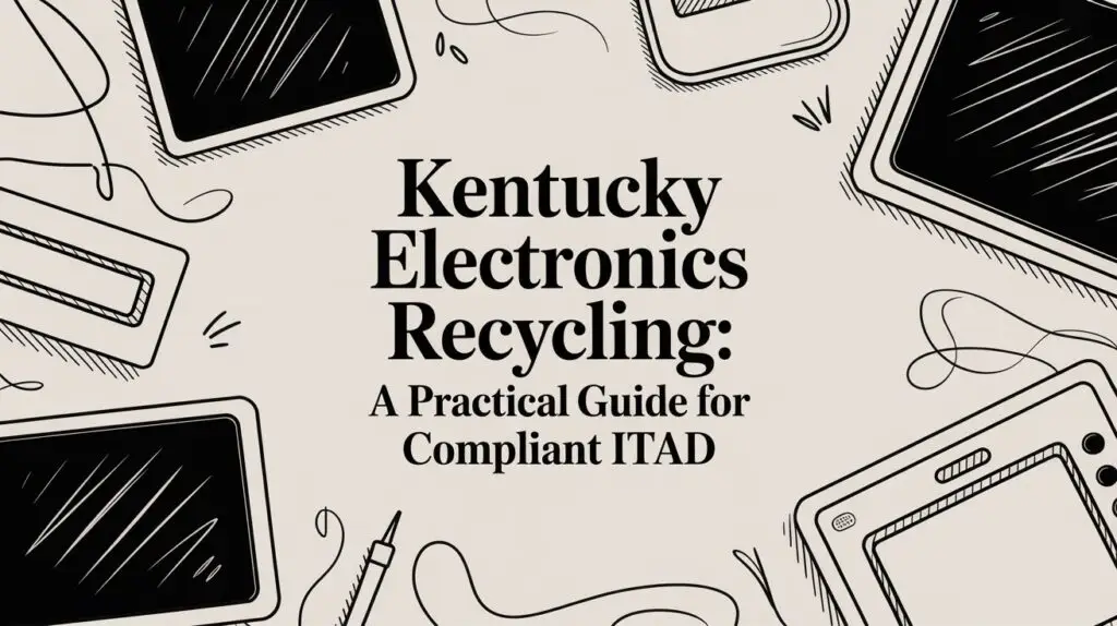 Illustrated image with electronic devices and the text "Kentucky Electronics Recycling: A Practical Guide for Compliant ITAD" in the center.