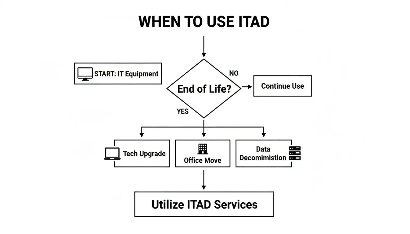 Flowchart outlining the decision process for utilizing IT Asset Disposition (ITAD) services.