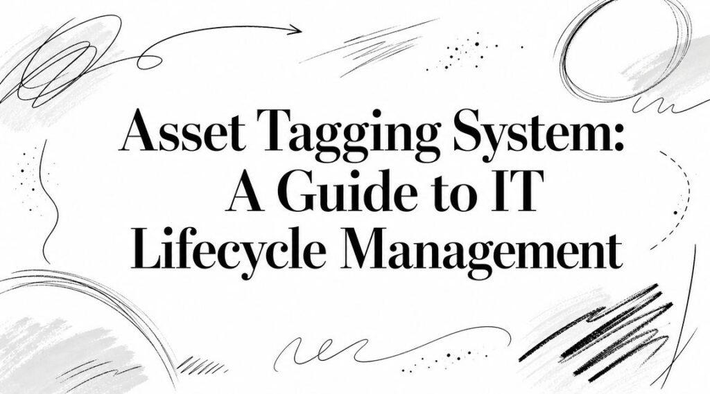 The image displays the text "Asset Tagging System: A Guide to IT Lifecycle Management" on a white background.