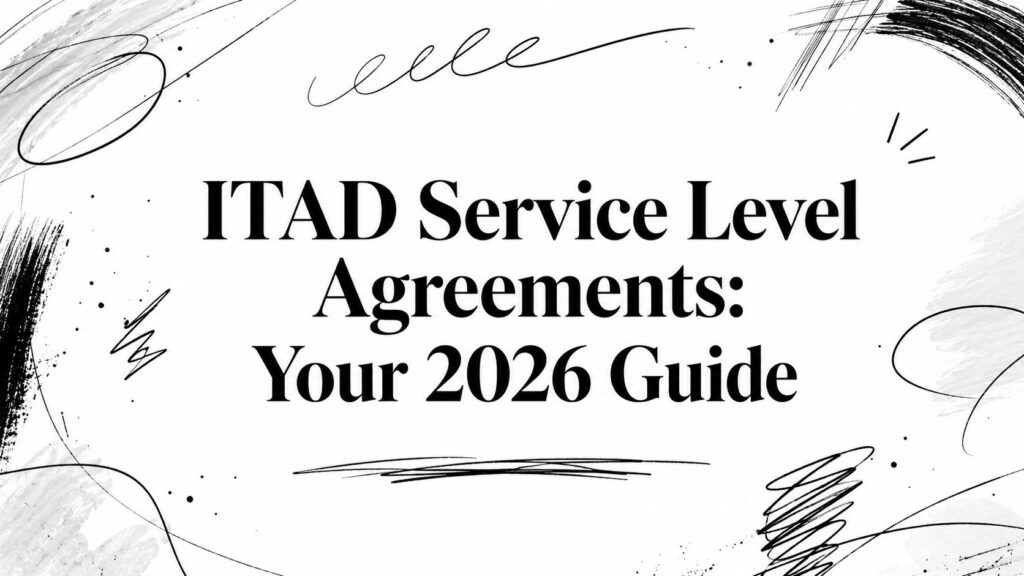 Text reads "ITAD Service Level Agreements: Your 2026 Guide" with black and gray scribbles in the background.