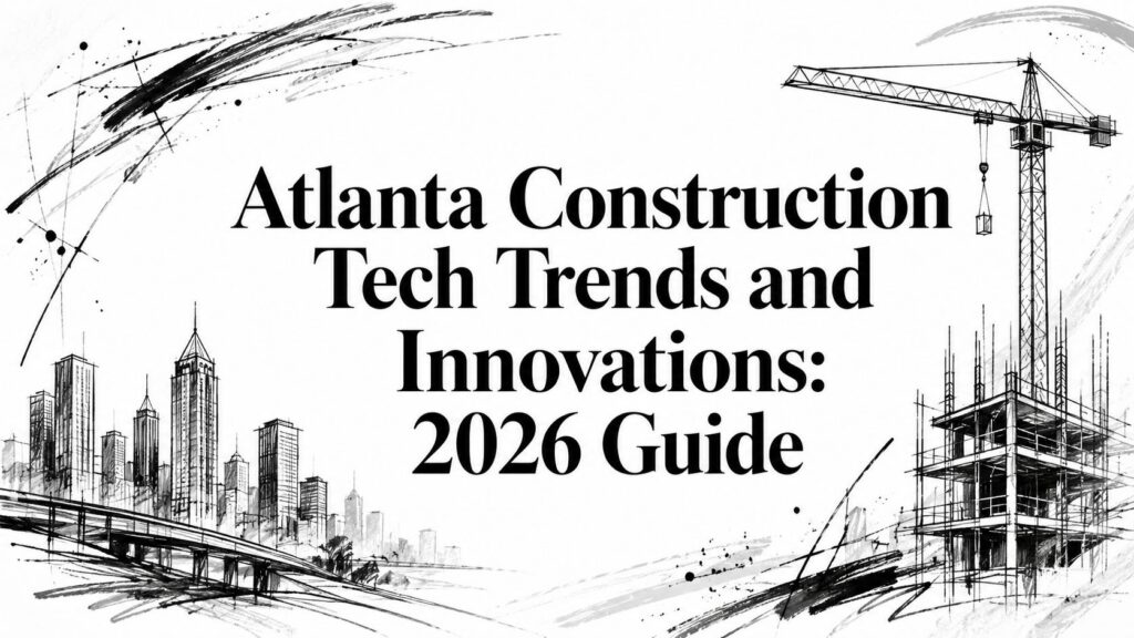 Black-and-white cityscape with crane highlights Atlanta Construction Tech Trends and Innovations 2026.