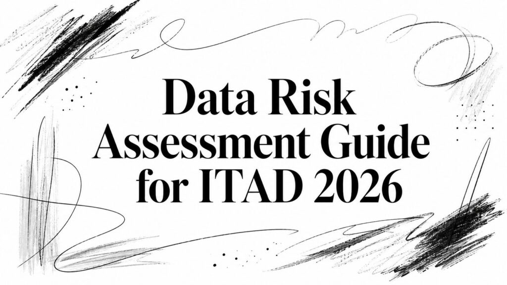 The image shows "Data Risk Assessment Guide for ITAD 2026" with black abstract lines on white background.