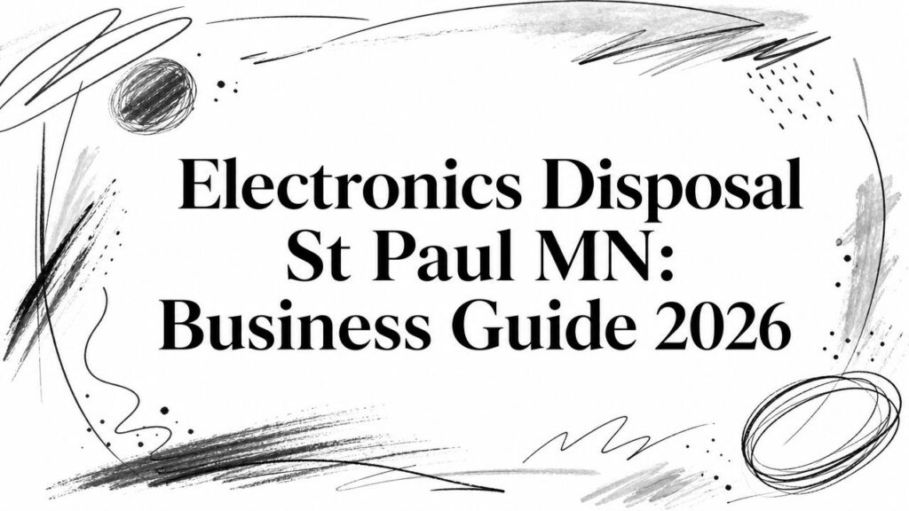 A hand-drawn border frames the text "Electronics Disposal St Paul MN: Business Guide 2026" on white.