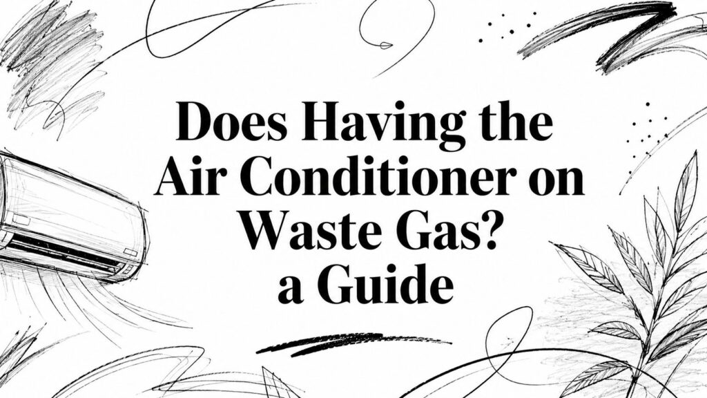 A black and white graphic with text: “Does Having the Air Conditioner on Waste Gas? a Guide” shown.
