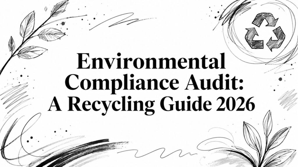 Text reading “Environmental Compliance Audit: A Recycling Guide 2026” with leaves and recycling icon.