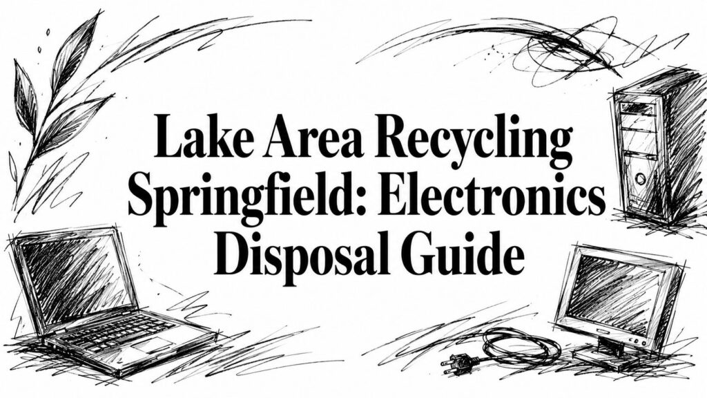 Lake Area Recycling in Springfield displays bins for safe electronics disposal, including wires and computers.