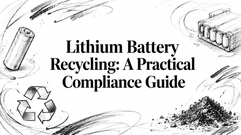 A worker sorts lithium batteries for recycling, showcasing compliance with safety and disposal standards.