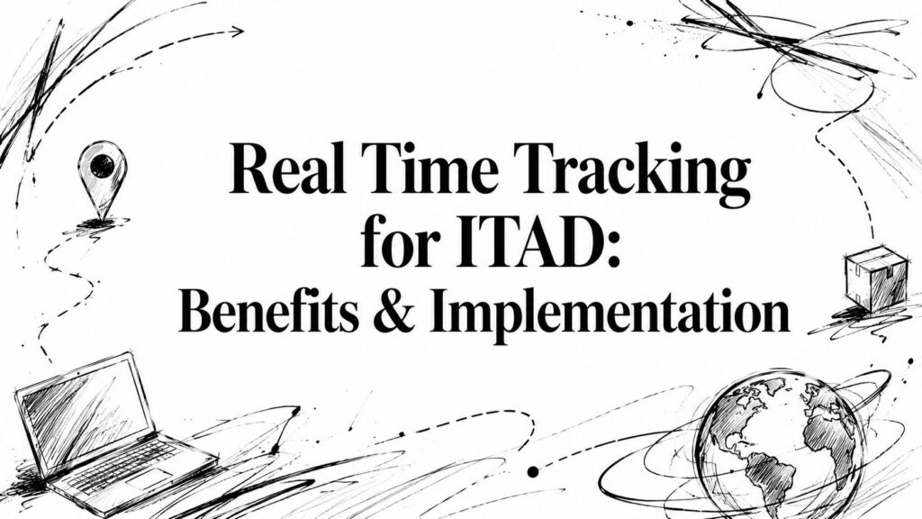 “Real Time Tracking for ITAD: Benefits & Implementation” is surrounded by sketched tech icons.