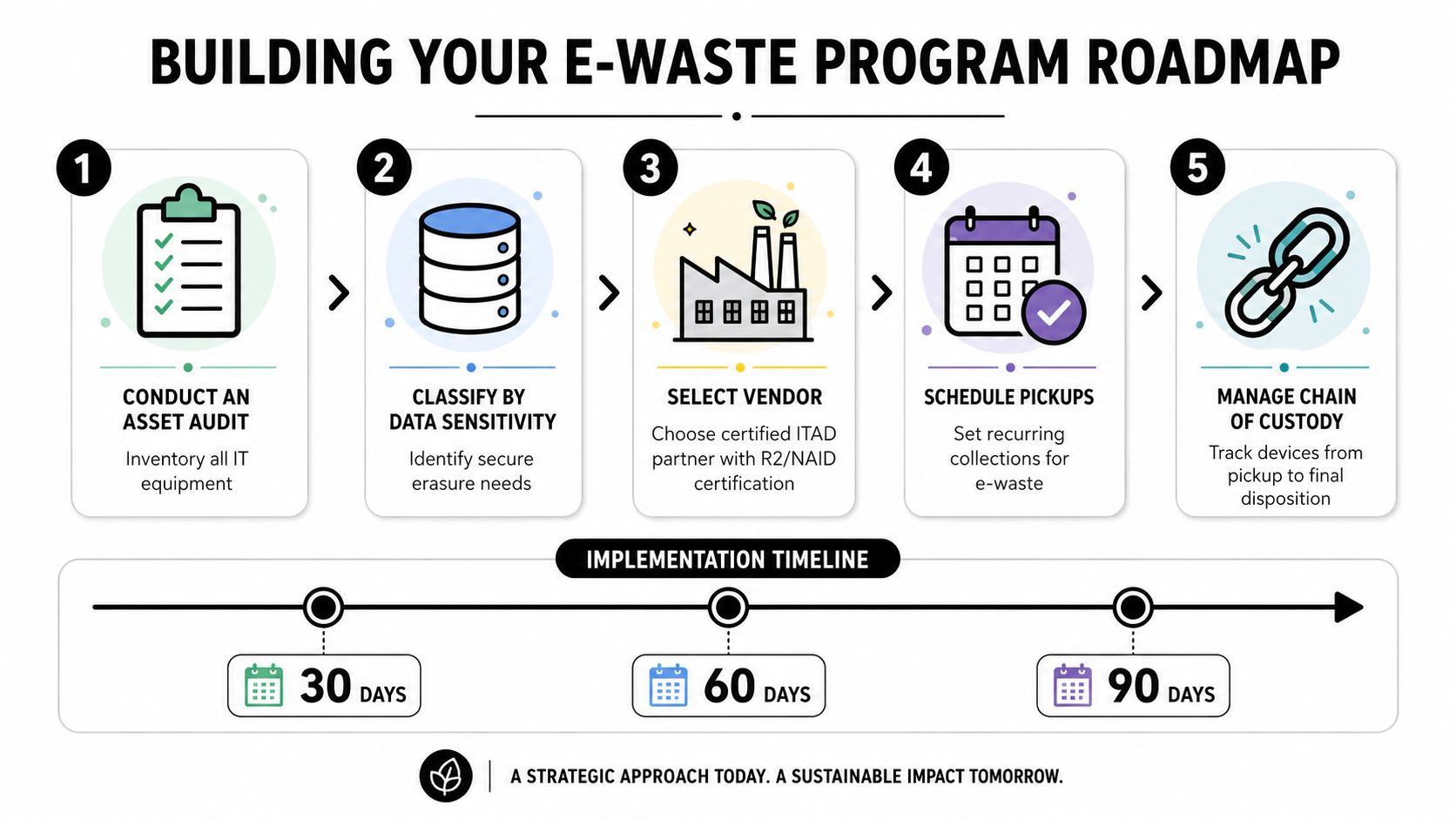 A strategic five-step roadmap for building an effective e-waste management program for corporate IT departments.