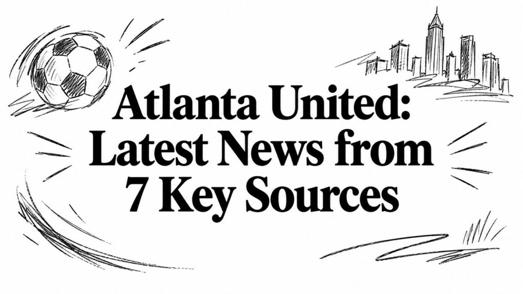 A soccer ball and the Atlanta city skyline appear with bold text: Atlanta United latest news.