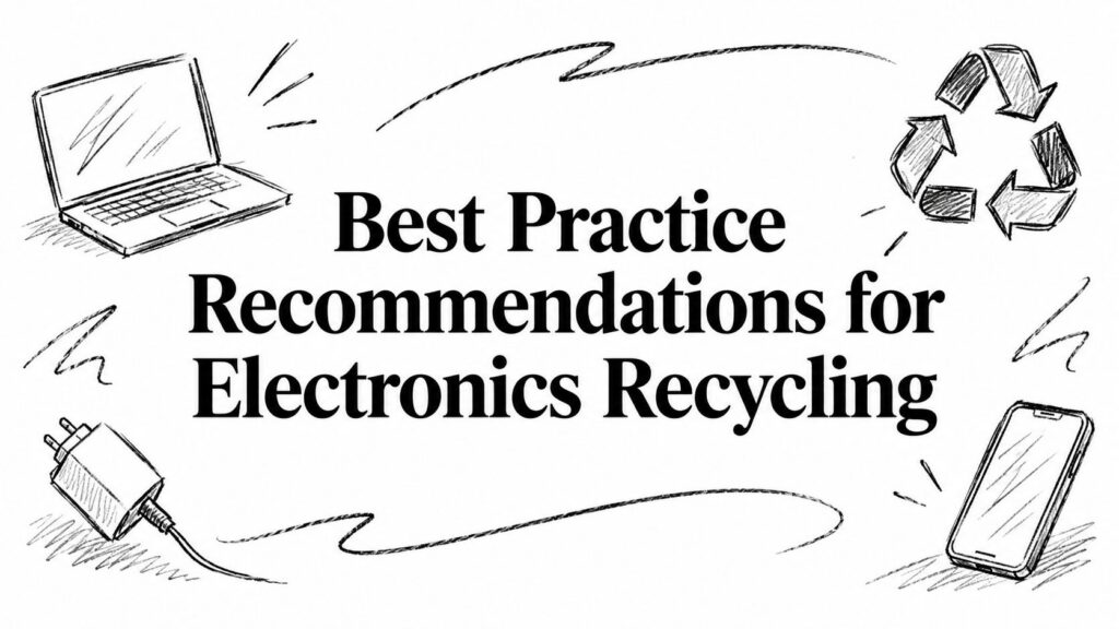 A person erases data from a laptop before dropping it off at a local e-waste recycling site.