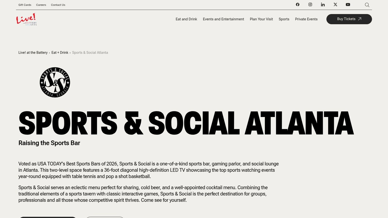 Sports & Social Atlanta (Live! at The Battery)