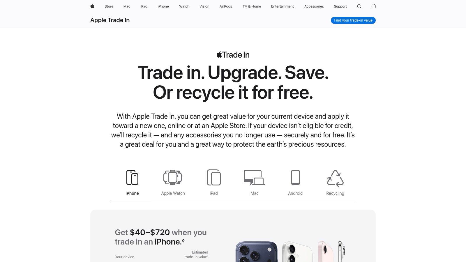 Apple Trade In and Recycling