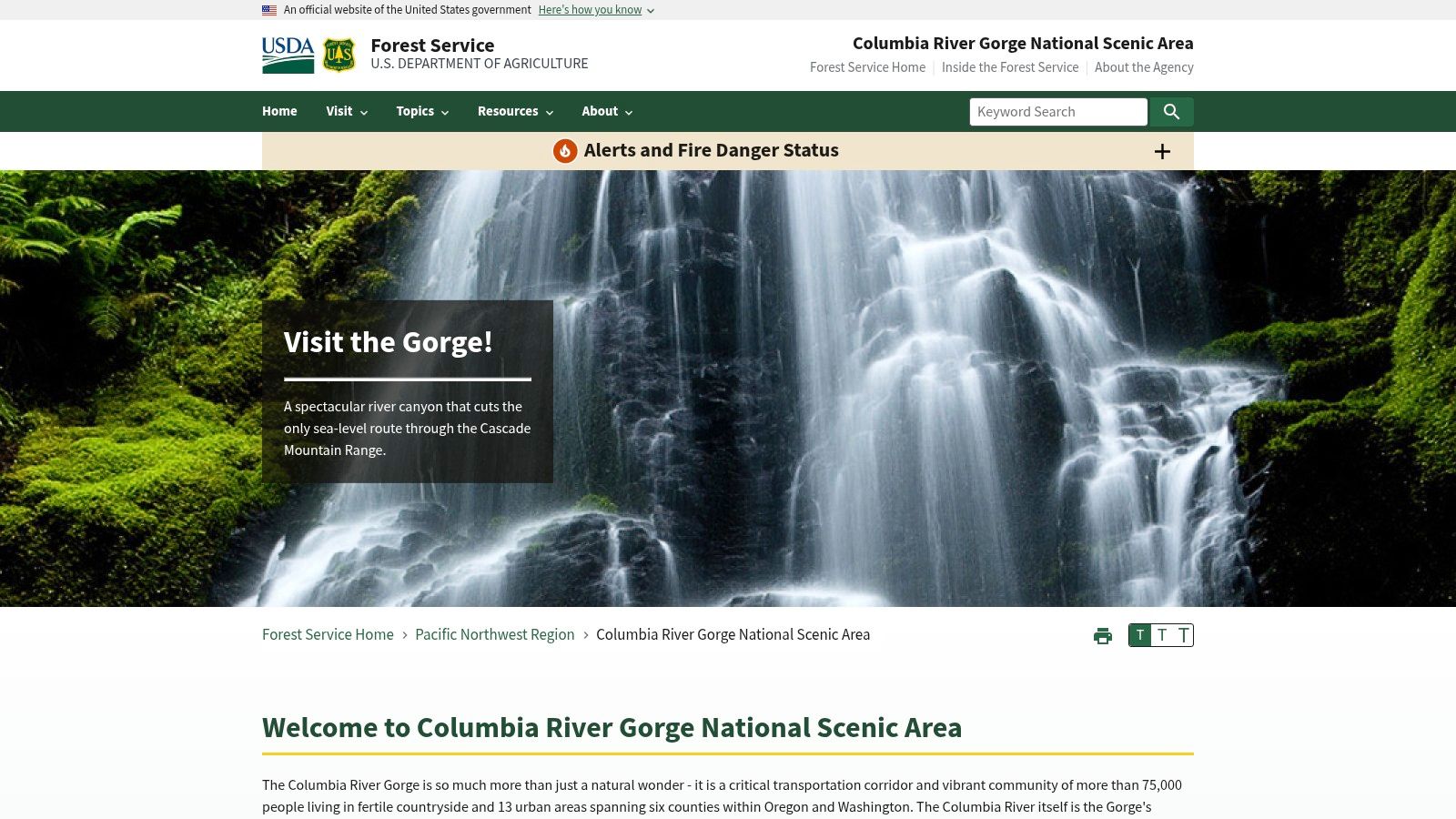 Multnomah Falls in the Columbia River Gorge National Scenic Area