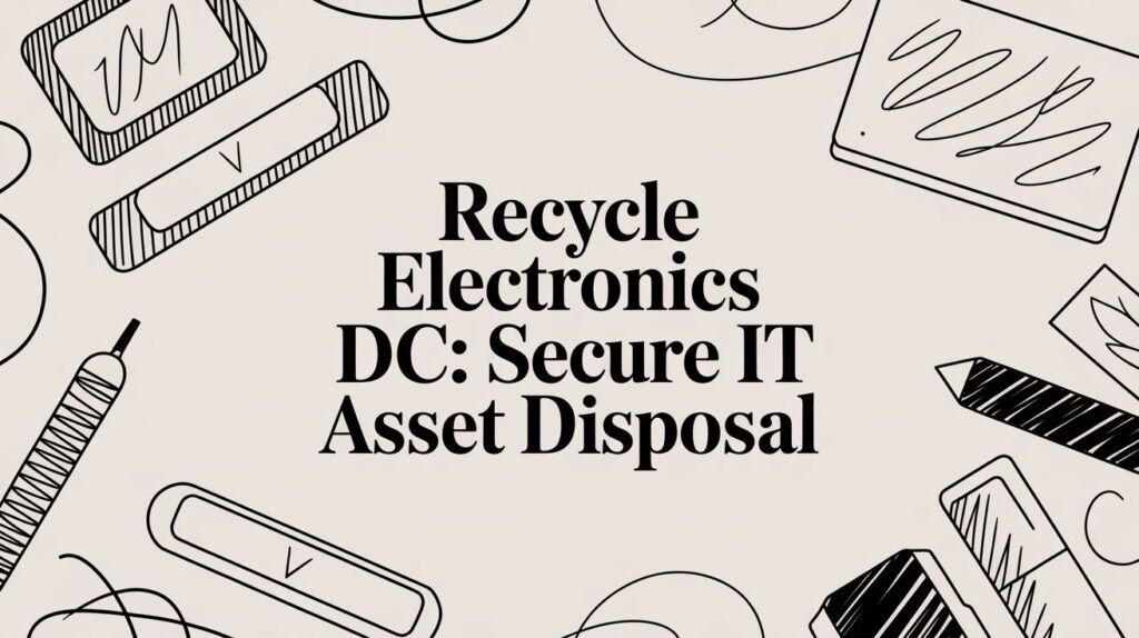 Recycle Electronics DC: Secure IT Asset Disposal text with outlined electronics pictured around the border.
