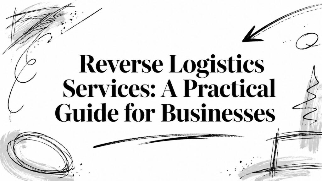 The image shows the phrase “Reverse Logistics Services: A Practical Guide for Businesses” with black doodles.