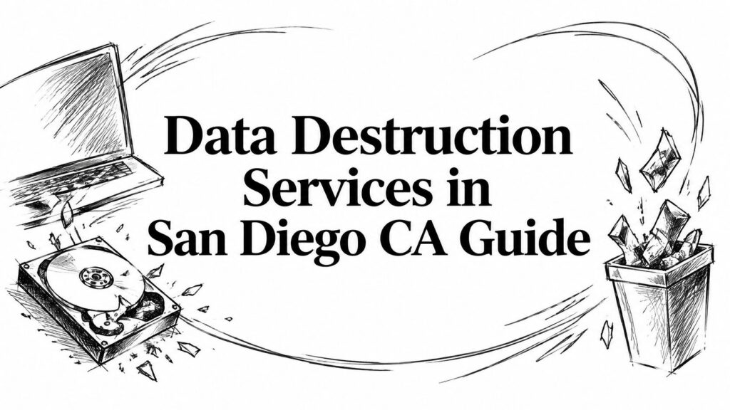 A sketch shows a laptop and hard drive with debris falling into a trash can, accompanied by guide text.