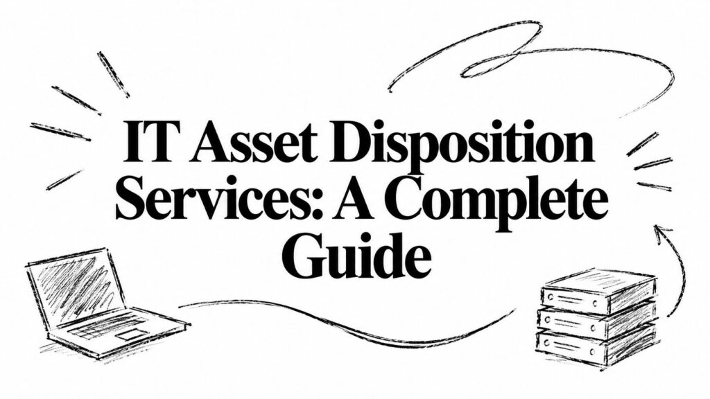 A guide titled IT Asset Disposition Services features illustrated drawings of a laptop and servers.