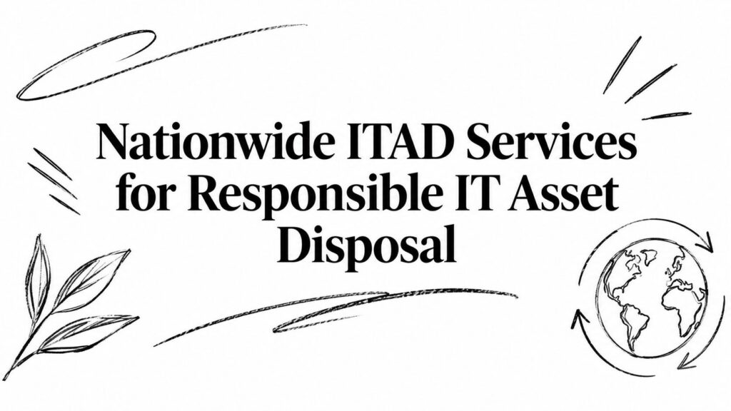 A graphic with a leaf and globe displays the text Nationwide ITAD Services for Responsible IT Disposal.