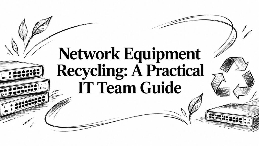 A sketch of network equipment paired with the text: Network Equipment Recycling: A Practical IT Team Guide.
